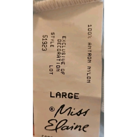 VTG Miss Elaine Soft Baby Blue Nylon Nightgown Embroidered Floral Neckline Large - Picture 9 of 11